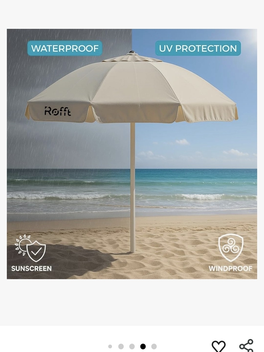 New Rofft Beach Umbrella. 6.5 ft